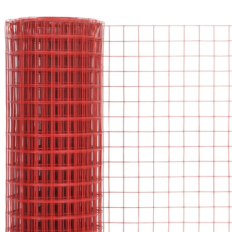 Vidaxl kippengaas 25x1 m staal met pvc coating rood