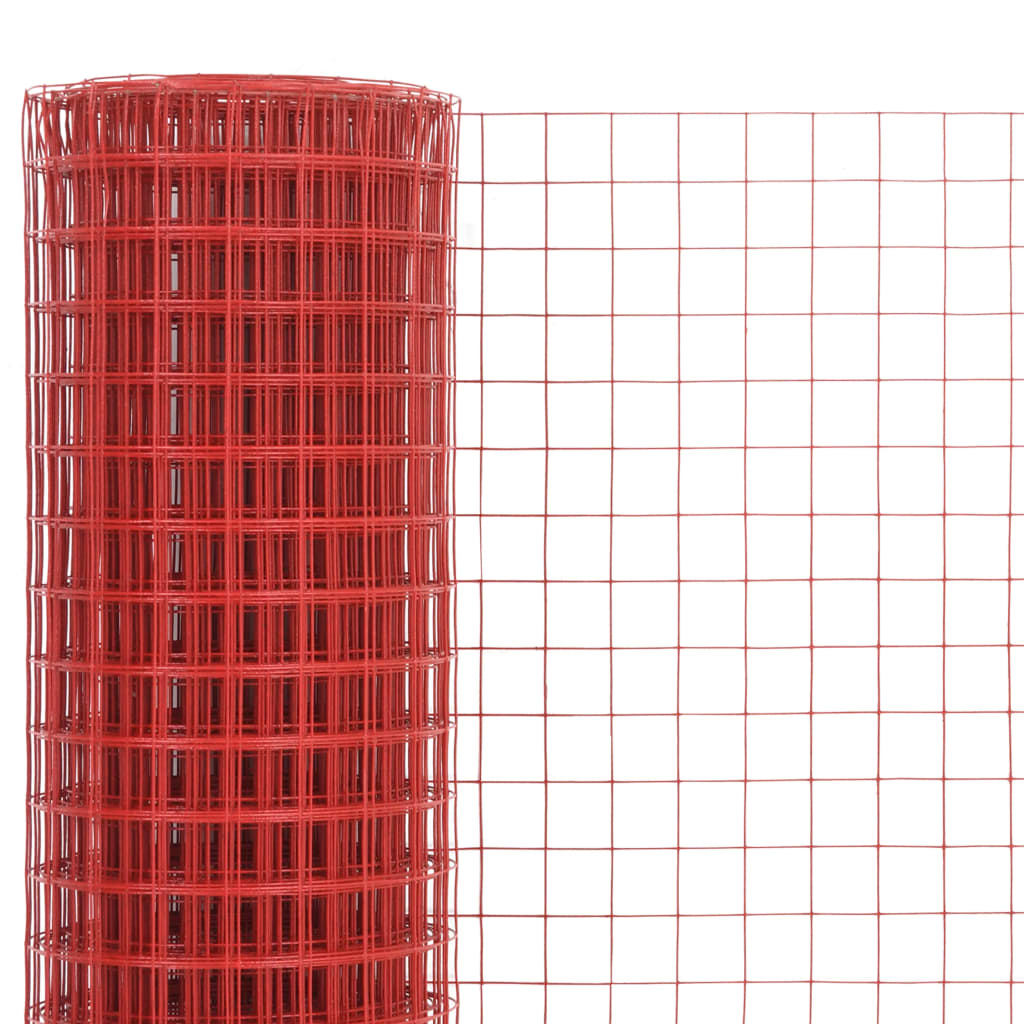 Vidaxl -Hühnerdraht 10x0,5 m Stahl mit PVC -Beschichtung rot