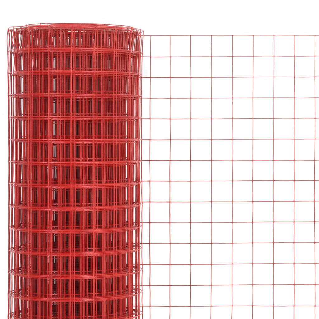 Vidaxl -Hühnerdraht 25x1,5 m Stahl mit PVC -Beschichtung rot