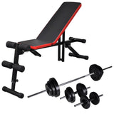 Banc musculaire abdominal vidaxl avec haltère réglable 30,5 kg