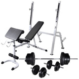 VidaXL Training Bank with weight rack and dumbbell set 60.5 kg