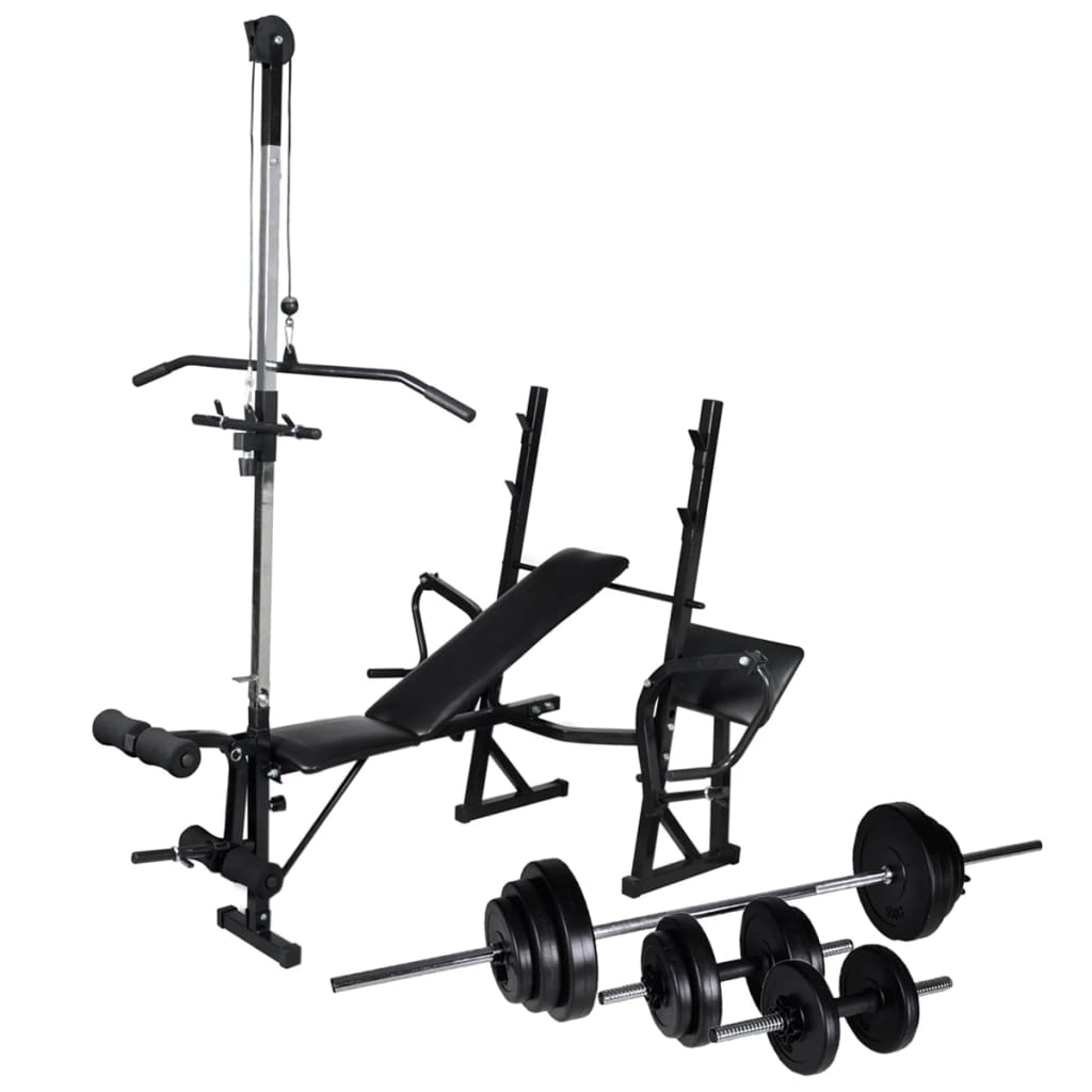 Vidaxl Training Bank mat Gewiicht Rack an Hantel Set 30,5 kg