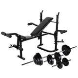 VidaXL Weightsbank with weight rack and dumbbell set 30.5 kg