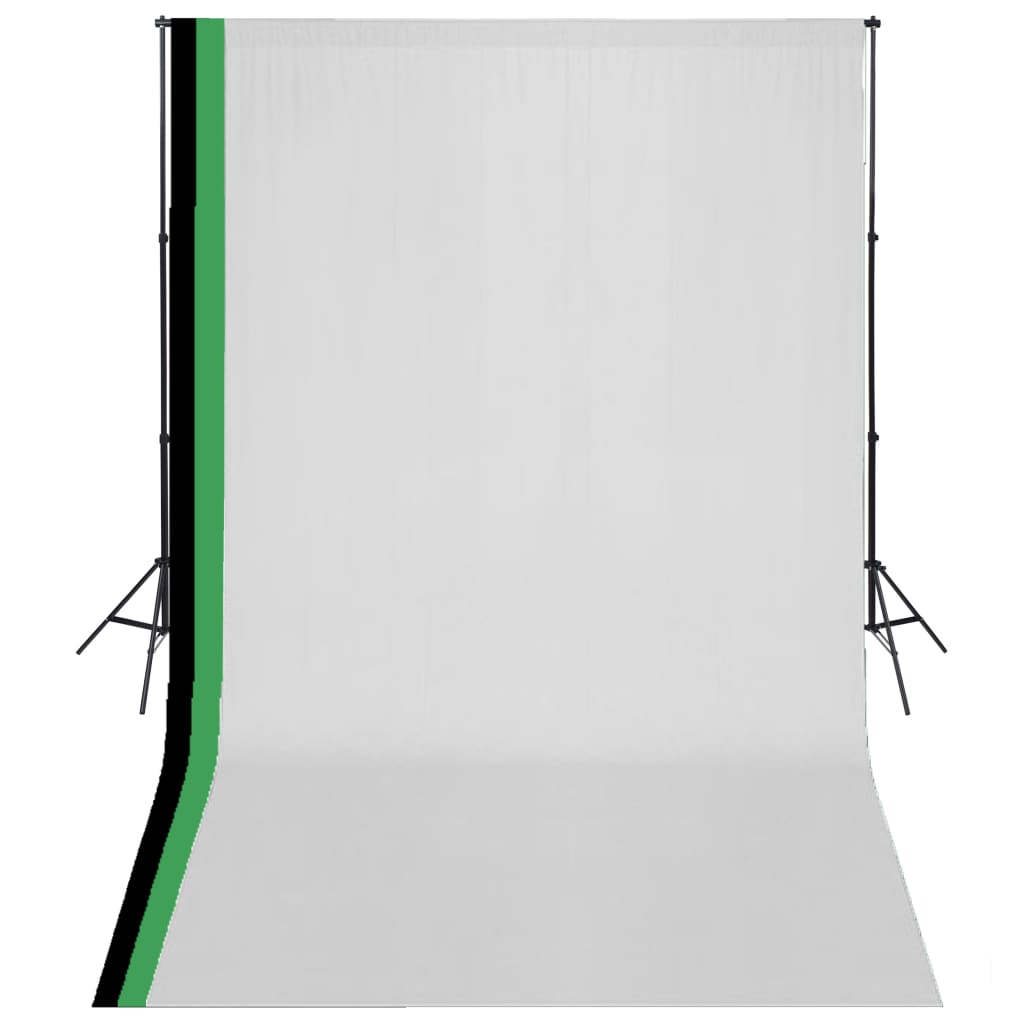 Vidaxl Photo Studio Set med 3 bomuldsbaggrund og ramme 3x5 m