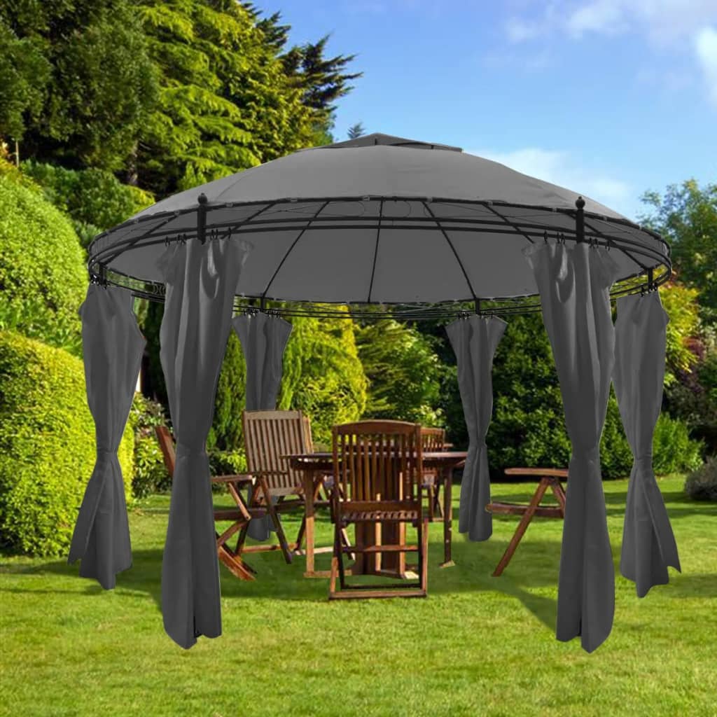 Arbour Vidaxl avec des rideaux autour de 3,5 x 2,7 m anthracite -colored