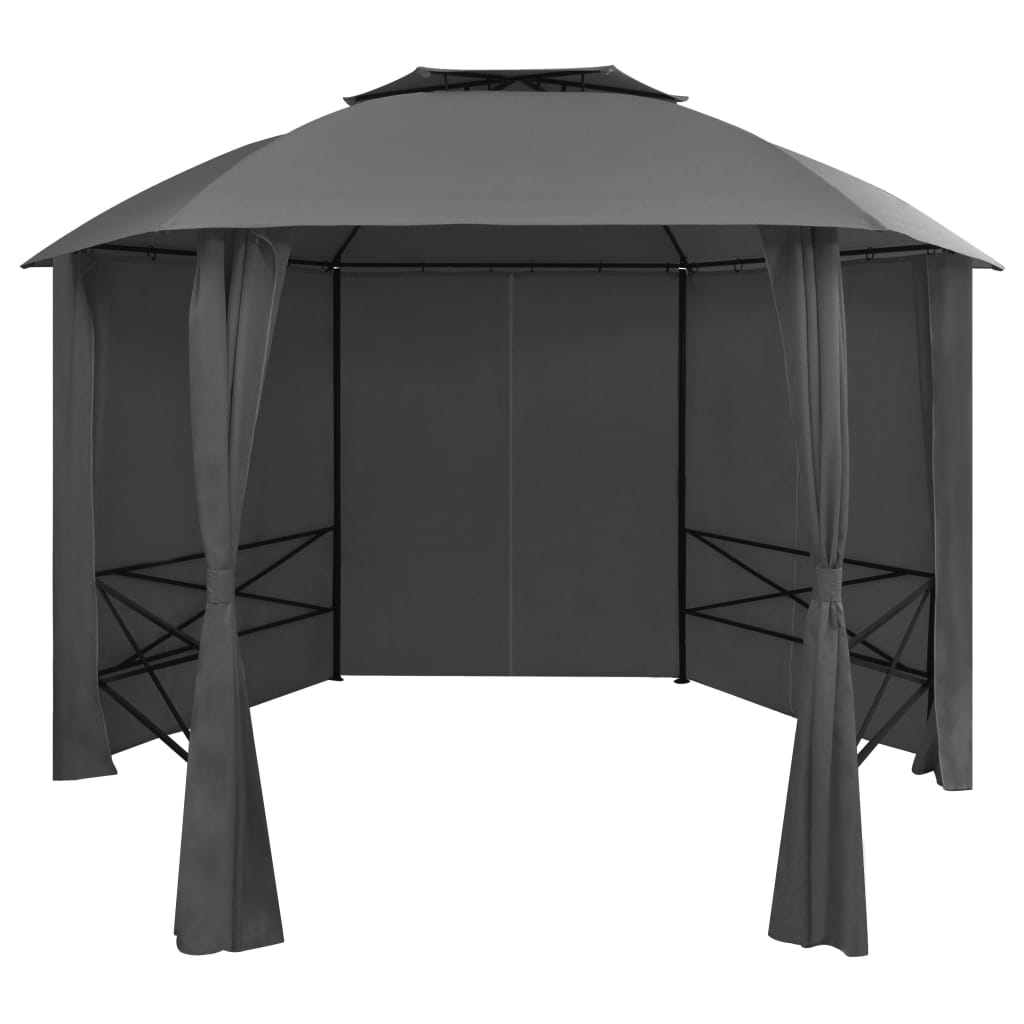 Vidaxl Garden Pavilion z zasłonami sześciokątne 360x265 cm