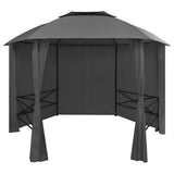 Vidaxl Gartenpavillon mit Vorhängen hexagonal 360x265 cm