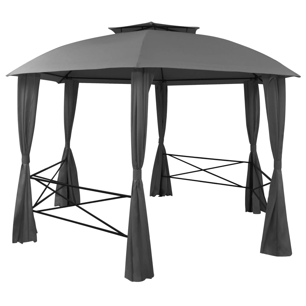 Vidaxl Garden Pavilion z zasłonami sześciokątne 360x265 cm