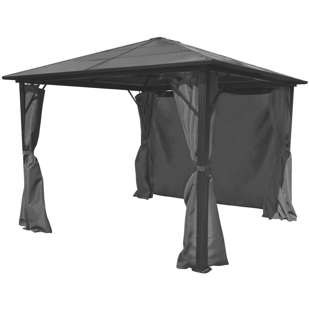 Arbour Vidaxl avec rideau 300x300 cm anthracite en aluminium