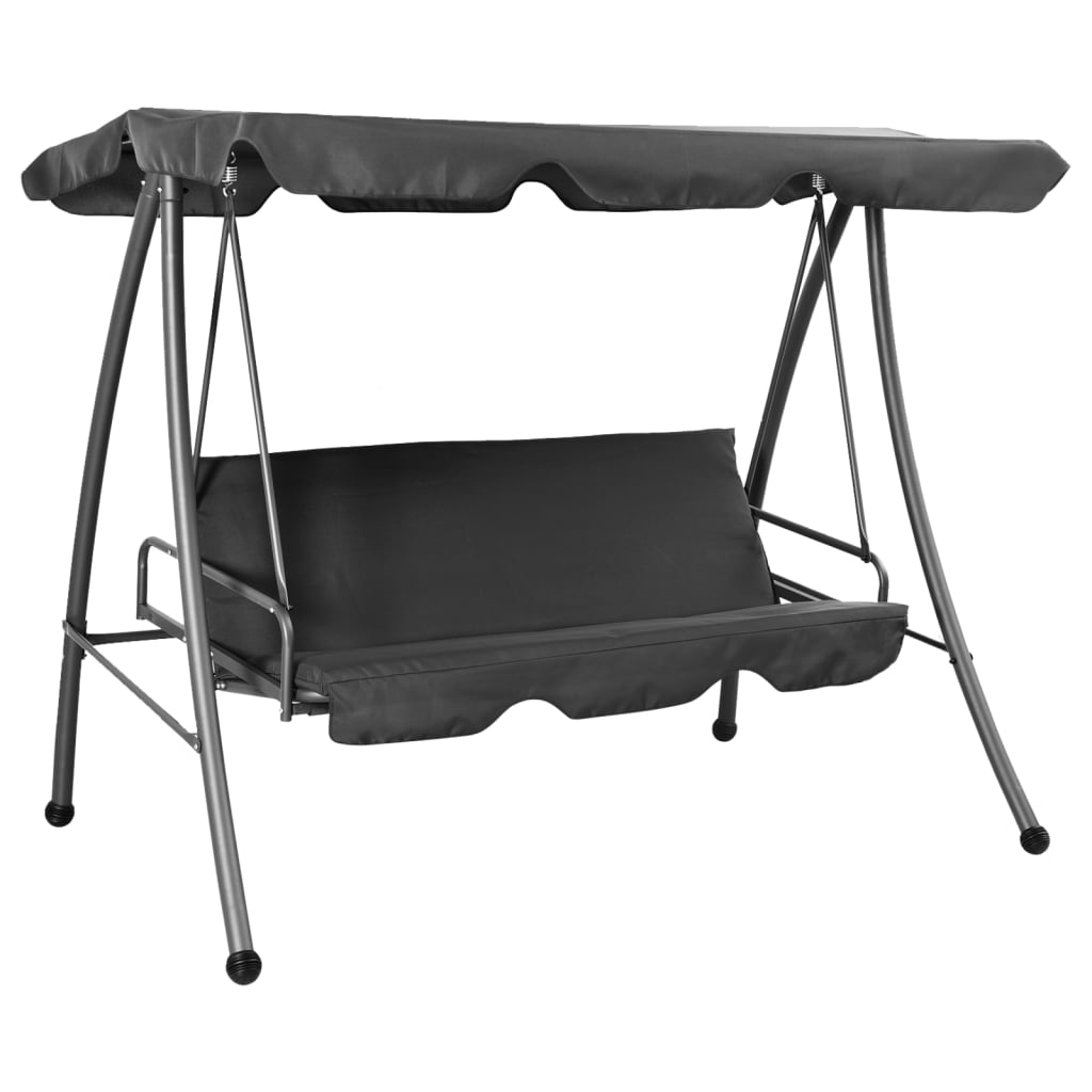 Banc de swing vidaxl pour extérieur avec toit 192x118x175 cm anthracite en acier