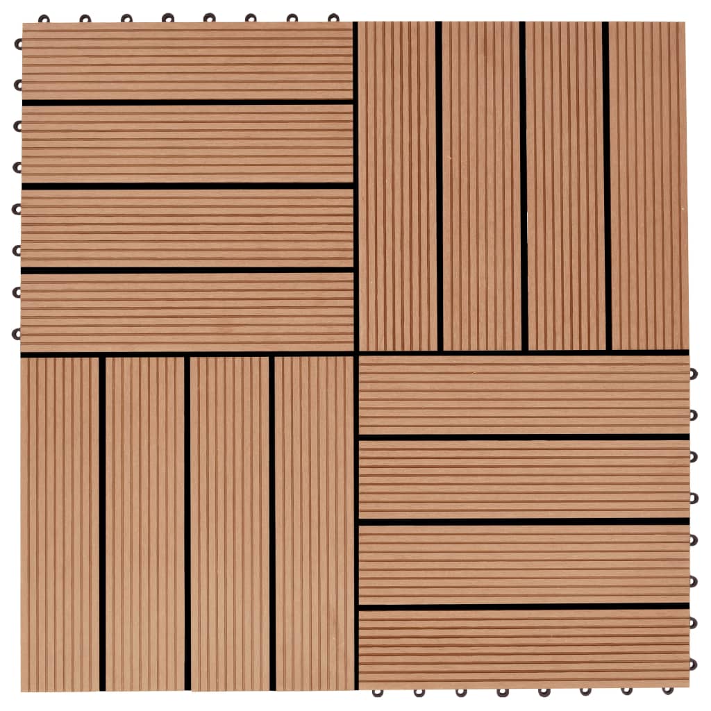 VIDAXL -Terrassenfliesen 30x30 cm 1 m² HKC Teakfarbe 11 STS