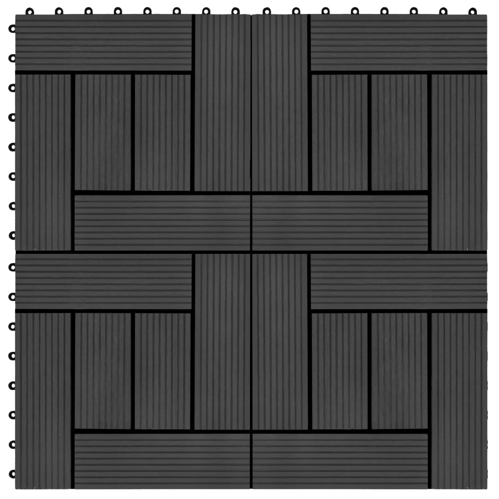 VIDAXL -Terrassenfliesen 30x30 cm 1 m² HKC Schwarz 11 STs