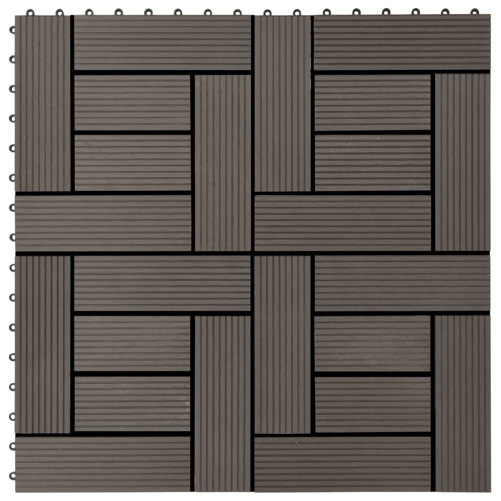 Vidaxl Terrace Tiles 30x30 cm 1 m² HKC Dark Brown 11 Sts