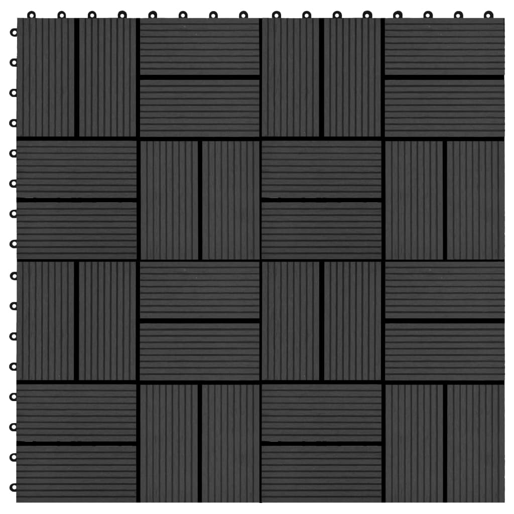 Vidaxl Terrassplattor 30x30 cm 1 m² HKC Black 11 Sts