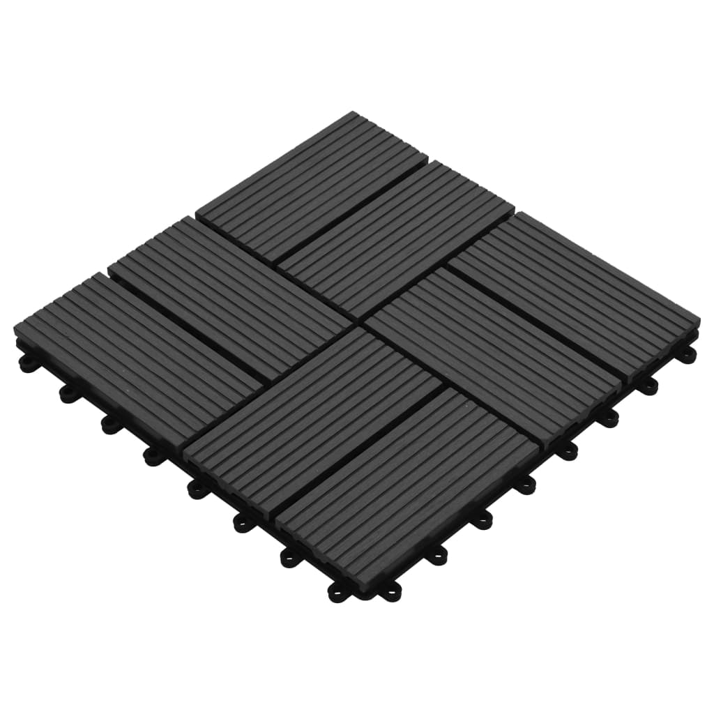 Vidaxl Terrassplattor 30x30 cm 1 m² HKC Black 11 Sts