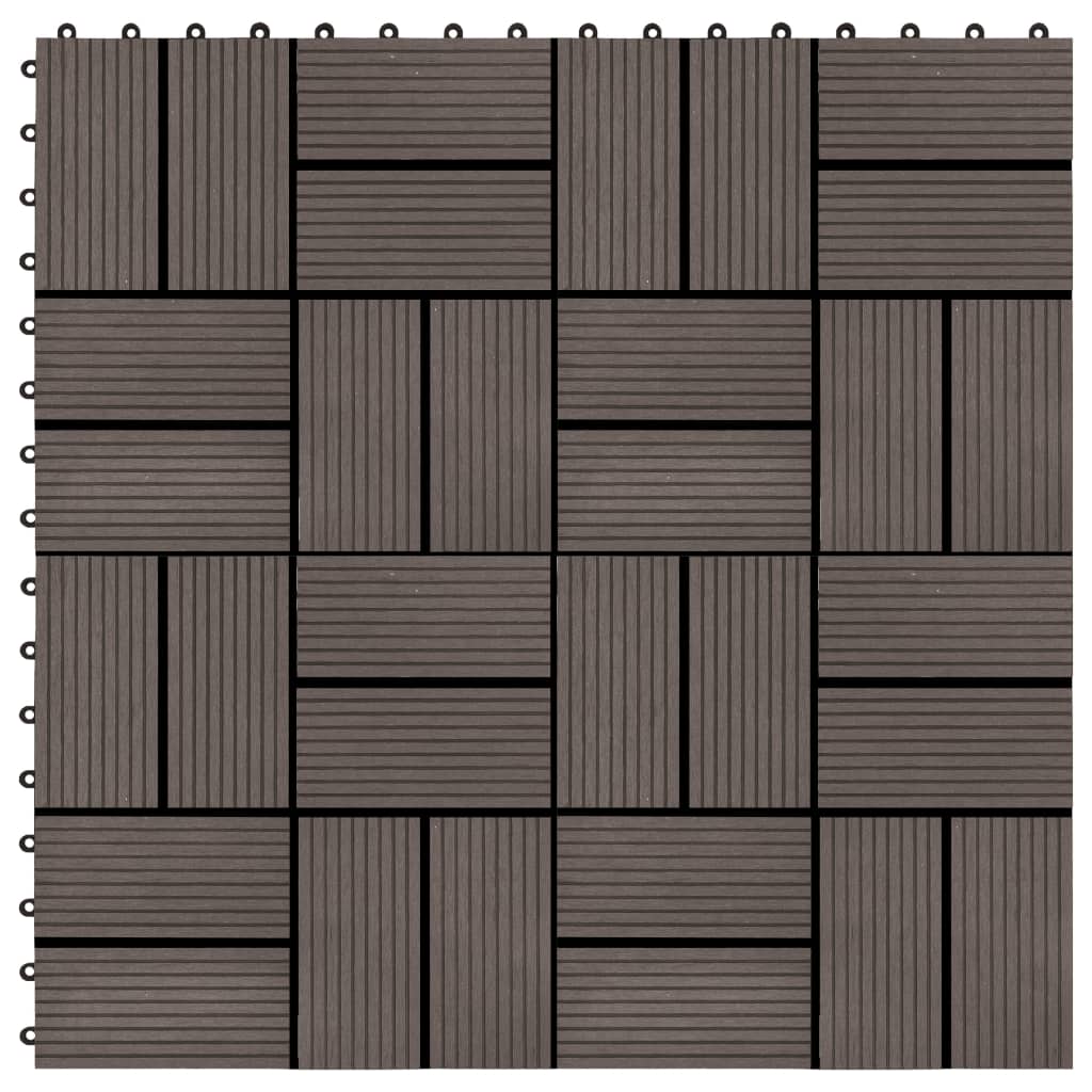 Vidaxl Terrace Tiles 30x30 cm 1 m² HKC brun foncé 11 STS