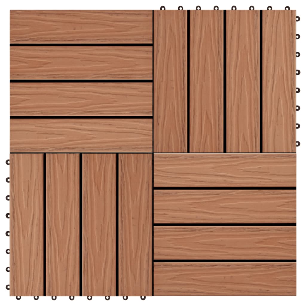 Vidaxl Terrassenfliesen tiefe Relief 30 x 30 cm 1 m² HKC Hellbraun 11 St.