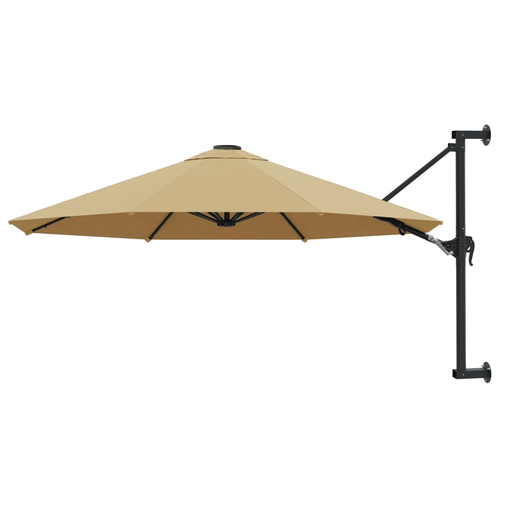 Vidaxl vægparasol med metalstang 300 cm taupe