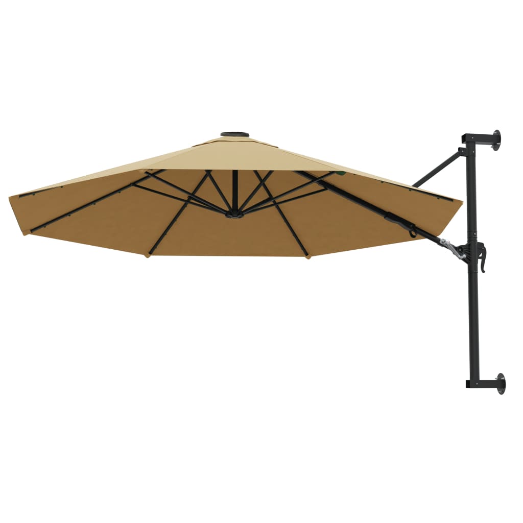 Vidaxl -Wandparasol mit Metallpol 300 cm Taupe