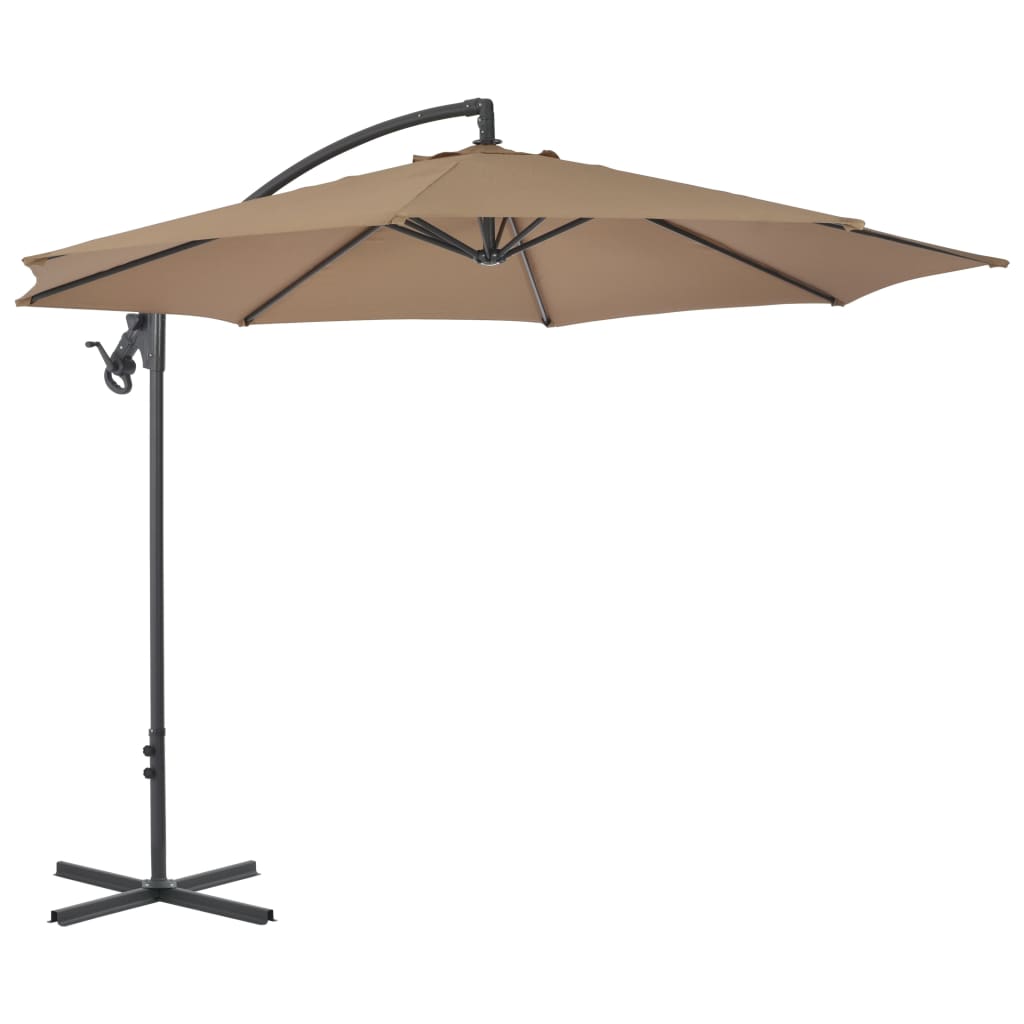 Vidaxl flytande parasol med stålstång 300 cm taupe