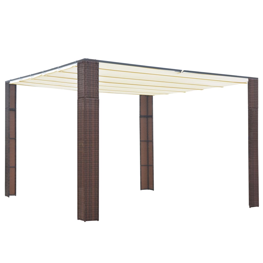 Vidaxl arbor with roof 300x300x200 cm Poly rattan brown and cream