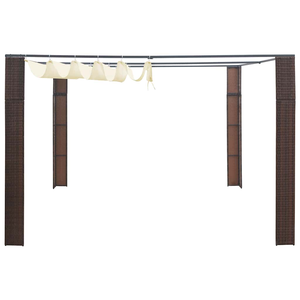 Vidaxx Pavillon mit Dach 300x300x220 cm Polyrattan braun und creme