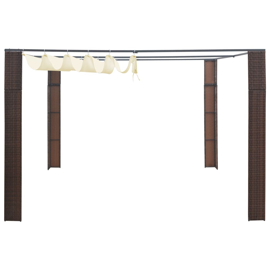 Vidaxl arbor with roof 300x300x200 cm Poly rattan brown and cream