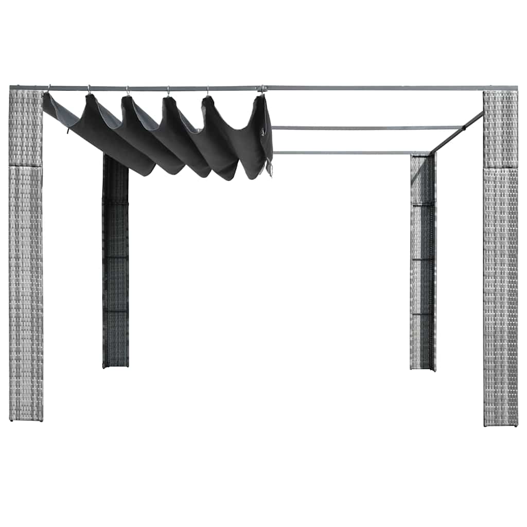 Vidaxx Pavillon mit Dach 300x300x200 cm Polyrattan grau und anthrazit