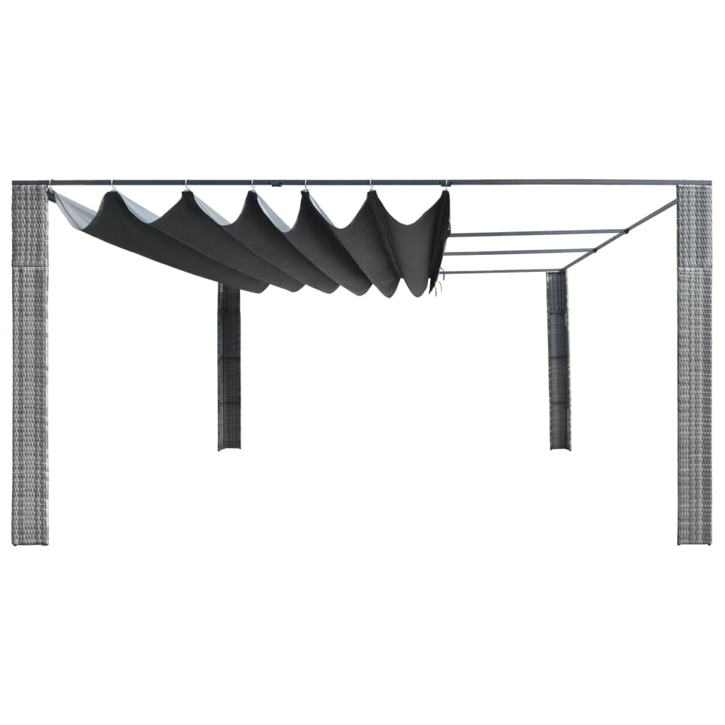 Vidaxl Arbor con tetto scorrevole 400x400x200 cm Poly Rattan Grey Antracite