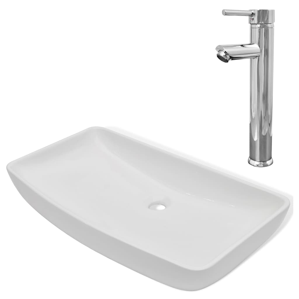 Vidaxl Washbasin da bagno con mixer rettangolare in ceramica