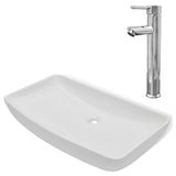 Vidaxl Washbasin z mikserową prostokątną ceramiczną białą białą