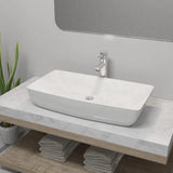 Vidaxl Washbasin z mikserową prostokątną ceramiczną białą białą