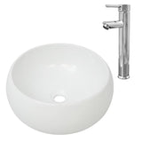 Vidaxl Badrum WASHBASIN MED Mixing Tap Round Ceramic White