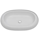 Vidaxl badeværelse Washbasin med blanding af hanen oval keramisk hvid