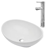 Vidaxl Washingin de salle de bain avec mélange Tap en céramique ovale blanc