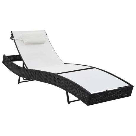 Vidaxl ligbed met kussen poly rattan zwart