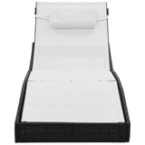 Vidaxl ligbed met kussen poly rattan zwart