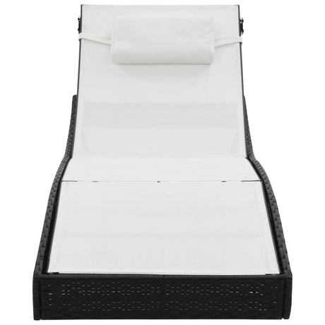 Vidaxl ligbed met kussen poly rattan zwart