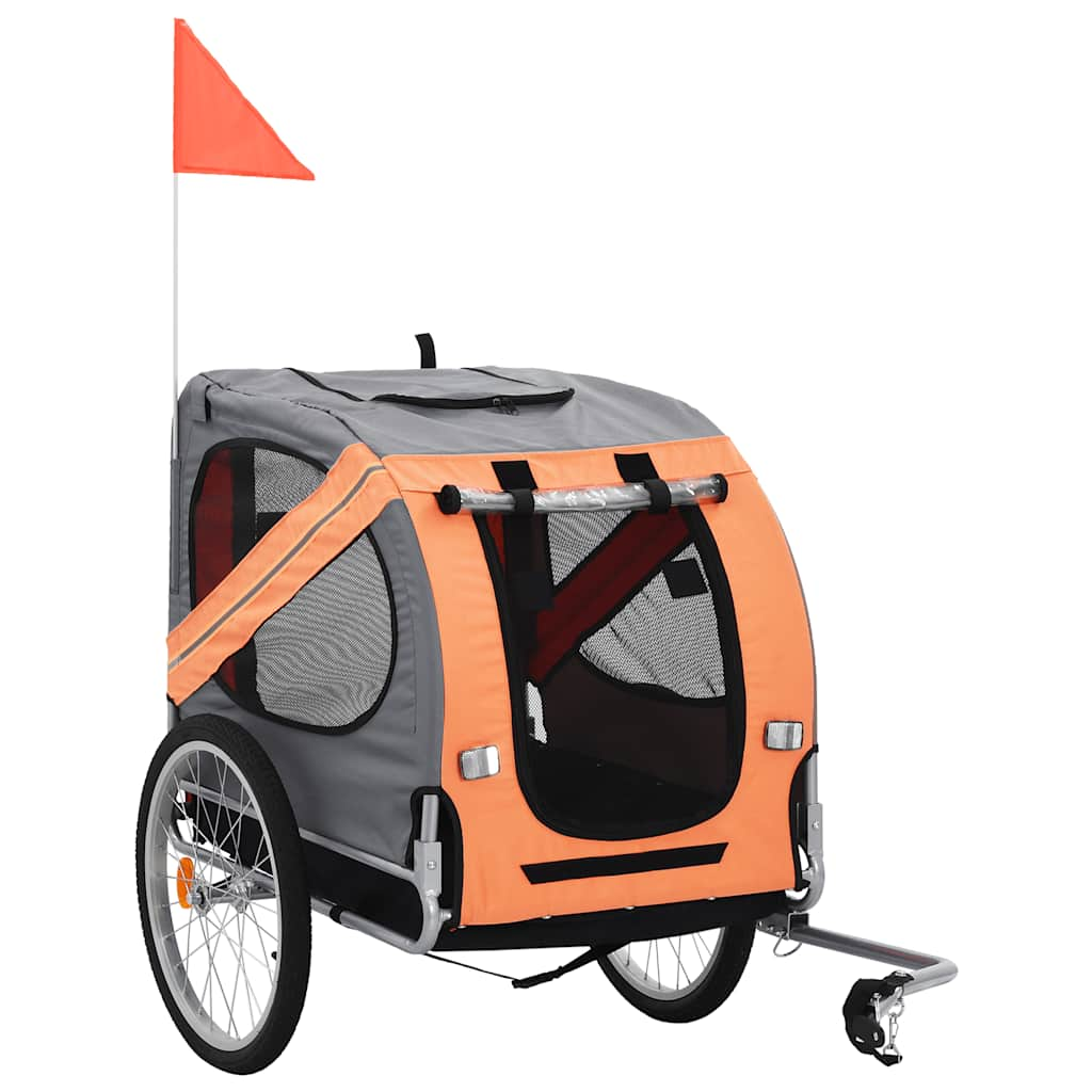 Vidaxl Dog Bike Trailer Orange og Gray