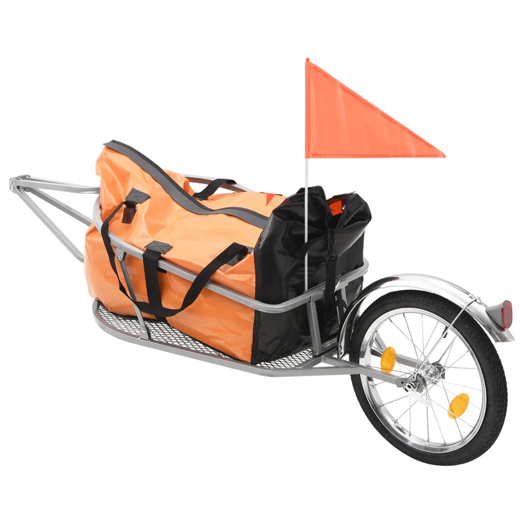 Remolque de bicicleta Vidaxl con bolsa de naranja y negro