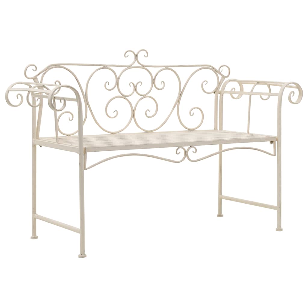 Vidaxl tuinbank 132 cm metaal antiekwit
