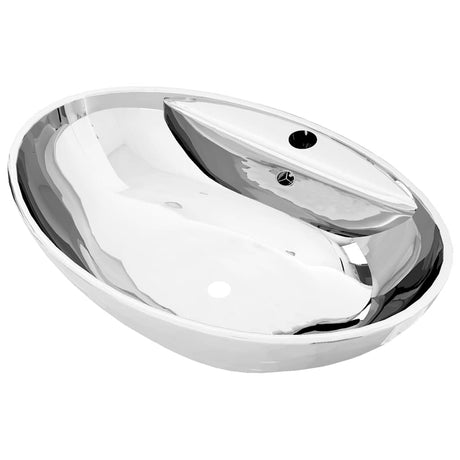 VIDAXL WASHBAIN mit Landung 58,5 x 39 x 21 cm Keramik Silber gefärbt