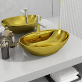 VIDAXL WASHBAIN mit Landung 58,5x39x21 cm Keramik Gold gefärbt