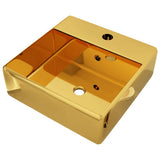 Vidaxl -Waschbecken mit Landung 41x41x15 cm Keramik Gold gefärbt