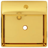 Vidaxl -Waschbecken mit Landung 41x41x15 cm Keramik Gold gefärbt