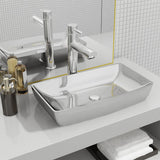 VIDAXL WASHBAIN 71X38X13,5 cm Keramik Silber gefärbt