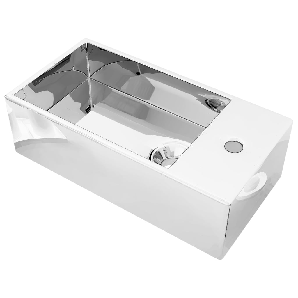 Vidaxl Washbasin s přistáním 49x25x15 cm keramické stříbrné barvy