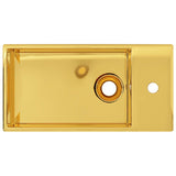 Vidaxl -Waschbecken mit Landung 49x25x15 cm Keramik Gold gefärbt