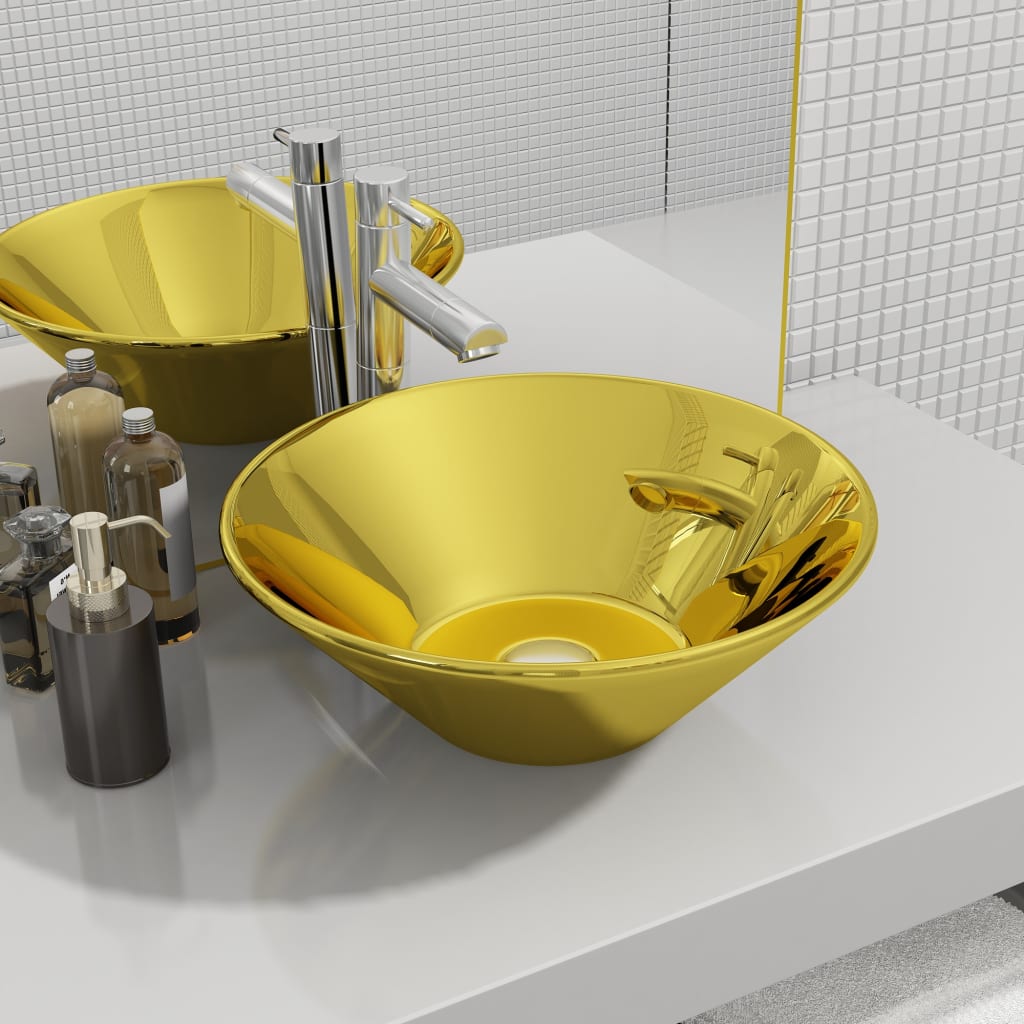 Vidaxx Waschbecken 42x14 cm Keramik goldfarben