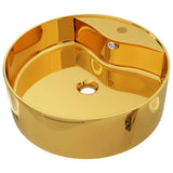 Vidaxl Washbasin con aterrizaje de 46.5x15.5 cm de oro de cerámica